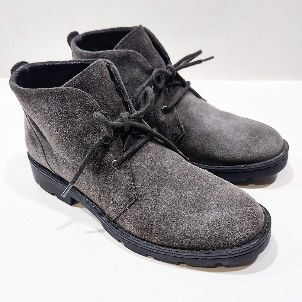 Born Banni Gray Suede Chukka Ankle Bootie Womens 6.5 M Desert Boot Velour Lining
